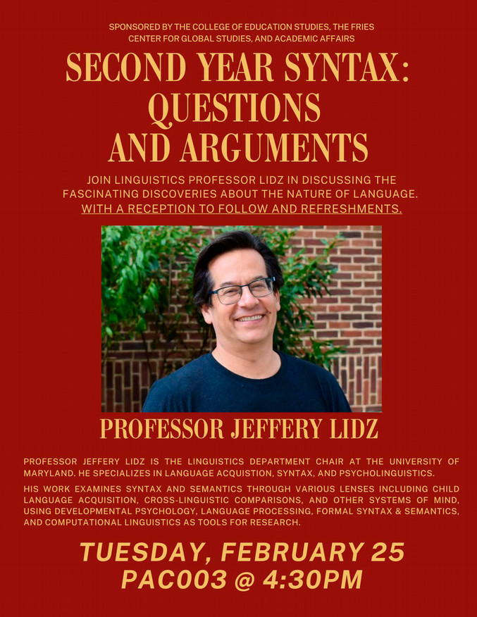 Jeff Lidz Linguistic Talk poster February 25, 2025